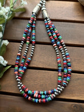 Load image into Gallery viewer, Sterling Silver Multi Strand Stone Pearls Bead Necklace. 18 inch
