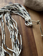 Load image into Gallery viewer, Native American Sterling Silver White Brown Heishi Shell Jackla Bead Necklace 32