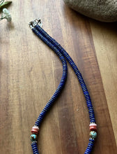 Load image into Gallery viewer, Sterling Silver Lapis Multi Stone Bead Necklace. 18 inch. Gift