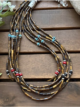 Load image into Gallery viewer, Sterling Silver Multi Strand Stone Tigers Eye Pearls Bead Necklace 24 Inch