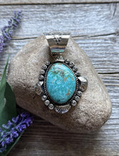 Load image into Gallery viewer, Navajo Native American Sterling Silver Turquoise Handmade Pendant R Yazzie Gift