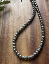 Load image into Gallery viewer, Sterling Silver 8mm Stamped Pearls Bead Necklace. 16 Inch