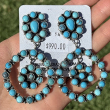 Load image into Gallery viewer, Navajo Sterling Silver Turquoise Cluster Earrings Sheila