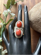 Load image into Gallery viewer, Native American Sterling Silver Coral Ring. Size 8. Jackson