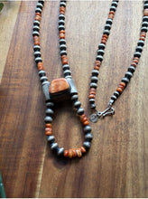 Load image into Gallery viewer, Native American Sterling Silver Spiny Oyster Pearls Jackla Bead Necklace