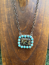 Load image into Gallery viewer, Navajo Sterling Silver Black Jack Turquoise Cluster Chain Lariat Necklace CY