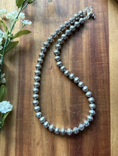 Load image into Gallery viewer, Sterling Silver 10mm Stamped Pearls Bead Necklace. 18 Inch