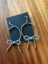 Load image into Gallery viewer, Sterling silver bow hoop earrings