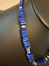 Load image into Gallery viewer, Sterling silver lapis graduated bead necklace 20 inch
