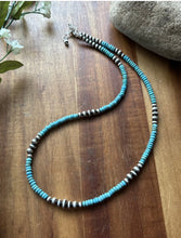 Load image into Gallery viewer, Southwestern Sterling Silver Blue Turquoise W Pearls Bead Necklace 18 inch Gift