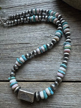 Load image into Gallery viewer, Sterling Silver Pink Conch Turquoise W Pearls Kokopelli Bead Necklace 18 Inch