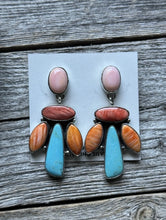 Load image into Gallery viewer, Navajo 925 Sterling Silver Multi Stone Cluster Earrings Marcella James