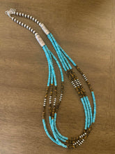 Load image into Gallery viewer, Sterling silver turquoise tigers eye necklace 24 inch