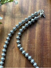 Load image into Gallery viewer, Sterling Silver 10mm Stamped Pearls Bead Necklace. 18 Inch