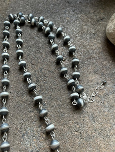 Sterling Silver 10mm Pearls Rosary Bead Necklace. 20 Inch.