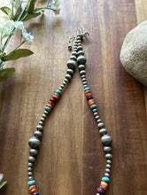 Load image into Gallery viewer, Sterling Silver Multi Stone Pearls 4mm-10mm Choker Bead Necklace 18 inch