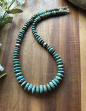 Load image into Gallery viewer, Sterling Silver Graduated Turquoise Rondelle Bead Necklace 18 inch Gift