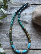 Load image into Gallery viewer, Sterling Silver Blue Green Turquoise Pearls Bead Necklace 18 inch Gift