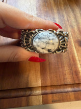 Load image into Gallery viewer, Navajo sterling silver white button turquoise cuff bracelet