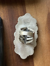Load image into Gallery viewer, Native American Sterling Silver Kingman Turquoise Ring. Size 8. Leroy James