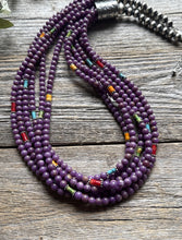 Load image into Gallery viewer, Sterling Silver Multi Strand Stone Purple Pearls Bead Necklace. 24 inch