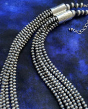 Load image into Gallery viewer, 4mm Multi Strand 925 Sterling Silver Oxidized Pearls Bead Necklace 24 Inch
