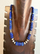 Load image into Gallery viewer, Sterling silver lapis graduated bead necklace 20 inch