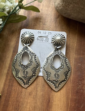 Load image into Gallery viewer, Navajo Sterling Silver Stamped Leaf Earrings. VJP Vincent