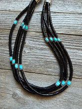 Load image into Gallery viewer, Sterling silver black onyx turquoise necklace 24 inch