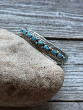Load image into Gallery viewer, Vintage Pawn Navajo Sterling Silver Blue Turquoise Cuff Bracelet WB