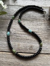 Load image into Gallery viewer, Sterling Silver Black Onyx Turquoise Bead Necklace. 18 Inch Gift