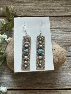 Navajo Native American Sterling Silver Turquoise Earrings R Yazzie Gift