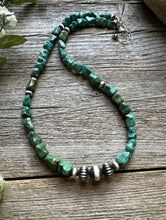 Load image into Gallery viewer, Southwestern 925 Sterling Silver Turquoise Nuggets Pearls Bead Necklace. 18 inch