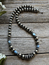 Load image into Gallery viewer, Sterling Silver Golden Hill Turquoise Nuggets W Pearls Bead Necklace. 18 inch