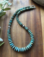 Load image into Gallery viewer, Sterling Silver Graduated Turquoise Rondelle Bead Necklace 18 inch Gift