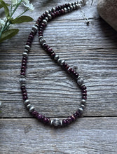 Load image into Gallery viewer, Southwestern Sterling Silver Purple Spiny Oyster Pearls Bead Necklace 18 inch