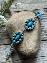 Load image into Gallery viewer, Navajo Native Sterling Silver Turquoise Cluster Chain Bracelet La Rose