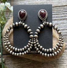 Load image into Gallery viewer, Navajo Sterling Silver Purple Spiny Oyster Pearl Double Loop Earrings Etta E