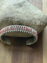 Load image into Gallery viewer, Navajo Native Sterling Silver Red Coral Cluster Cuff Bracelet Signed
