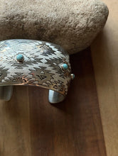 Load image into Gallery viewer, Navajo Native American Sterling Silver Turquoise Cuff Bracelet T