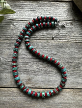 Load image into Gallery viewer, Sterling Silver Heishi Turquoise Coral Bead Necklace. 18 inch