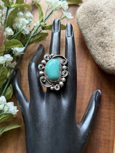 Load image into Gallery viewer, Native American Sterling Silver Turquoise Ring. Size 11.5 LN