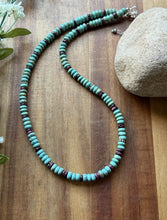 Load image into Gallery viewer, Sterling Silver Turquoise Purple Spiny Oyster Bead Necklace. 20 Inch