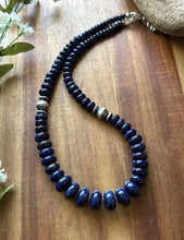 Load image into Gallery viewer, Sterling Silver Graduated Lapis Bead Necklace. 18 inch. Gift