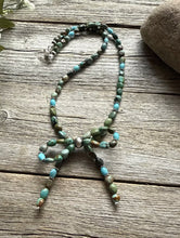 Load image into Gallery viewer, Bow Blue Green Turquoise Sterling Silver Pearls Bead Necklace. 18 Inch. Gift
