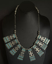 Load image into Gallery viewer, Native American Navajo Sterling Silver Turquoise Pearls Bead Necklace L By Joe