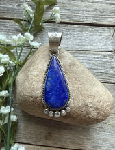 Load image into Gallery viewer, Native American Navajo Sterling Silver Lapis Pendant R Yazzie Gift