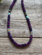 Load image into Gallery viewer, Dyed Sugilite Multi Stone Color Sterling Silver Bead Necklace. 18 inch Gift