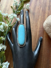 Load image into Gallery viewer, Vintage Old Pawn Navajo Sterling Silver Blue Turquoise Ring Size 7.5 Signed