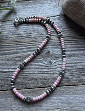 Load image into Gallery viewer, Southwestern Sterling Silver Pink Conch W Pearls Bead Necklace 18 inch Gift